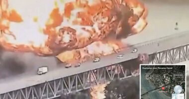 Wild video shows fireball consume Panama Canalâs Bridge of the Americas, killing one